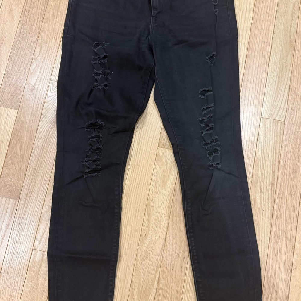 Express Black Distressed Skinny Jeans